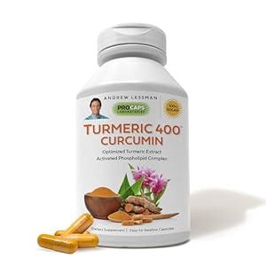 ANDREW LESSMAN Turmeric 400-60 Capsules – 95% Curcuminoids as Phospholipid Complex for Optimum Benefits and Greater Absorption, High Potency Standardized Extract, Small Easy to Swallow Capsules