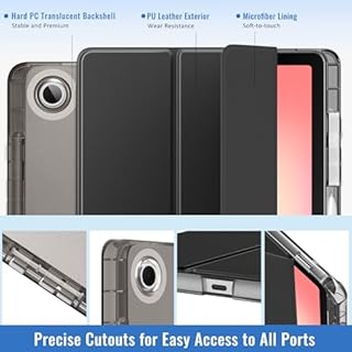 MoKo Custodia per Samsung Galaxy Tab S10 Lite 10,9" 2025 SM-X400/SM-X406B con Portastilo S,Protettiva Trifold Sottile e Leggera con Posteriore Traslucida in PC Rigido,Auto Wake/Sleep, Nero