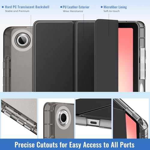 Image of MoKo Case for Samsung Galaxy Tab S10 Lite 10.9 Inch 2025 [SM-X400 /SM-X406B] with S Pen Holder, Slim Light Trifold Protective Cover with Hard PC Translucent Back Shell, Auto Wake /Sleep, Black