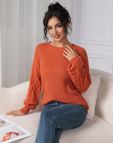 Fall Sweaters for Women 2025 - Lightweight, Honeycomb Long Sleeve, Elastic Hem, Crew Neck, Textured Knit Pullover