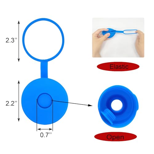 3pcs 5 Gallon Upgraded Silicone Water Jug Cap Reusable 2/3/4/5 Gal Leak-Free Water Jug lid Replacement Bottle Caps Non Spill for 55-60mm Standard/Screw/Crown Bottle Water Dispenser Caps
