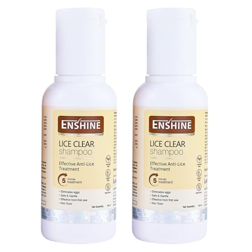 Image of Enshine Lice-Clear Shampoo | With Neem Oil, Tulsi & Sitaphal Oil | Effectively Removes Lice & Nits | Gentle Formula for Regular Use | Safe for Kids & Adults Pack of 2 (50ml each)
