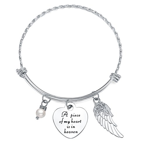eloi Memorial Necklace A Piece of My Heart is in Heaven Pendant Jewelry in Memory of Mom Dad Grandpa Baby Loss Memorial Gift