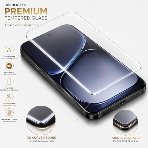 Image of ArmourPro 3D Borderless Tempered Glass for OnePlus Nord CE 6 Lite and Nord CE 3 Lite, HD Clear Curved Edge to Edge Screen Protector, 9H Hardness, Oleophobic Coating, Case Friendly | Pack of 1
