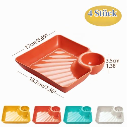 Orrdiffi Snack- und Dipschalen 4 Stück 2 in 1, für Chips und Pommes