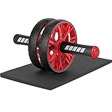 Ryaco Bauchtrainer mit großer Knieschoner, Bauchroller für Bauchmuskeln Rollout Übung Doppelrollen Set mit Dual Fitness Krafttraining Modi im Fitnessstudio oder zu Hause