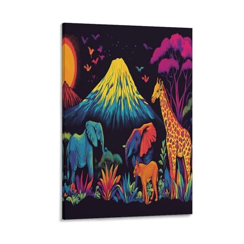 Toile girafe décoration murale salon moderne et couloir 30x45