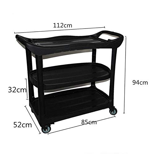 Carrito utilitario rodante resistente de servicio de 3 niveles con asa para uso médico 3