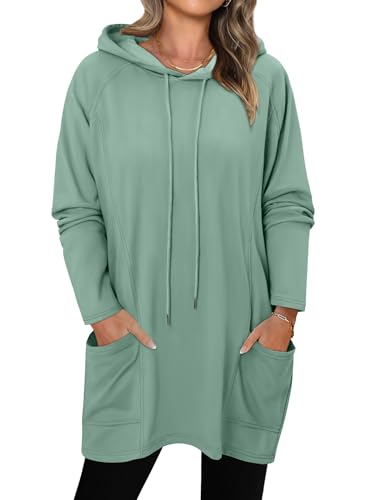 KISSMODA Women Hoodies Dress Long Sweatshirts Dress Raglan Sleeves Oversized Sweatshirts with Pocket 2025 Fall Winter Trendy