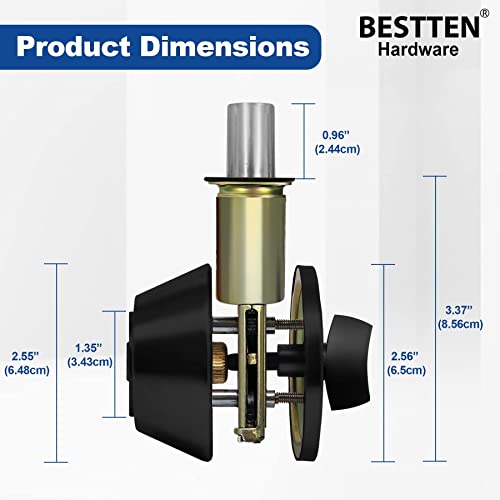 Bestten Single Cylinder Deadbolt, Dead Bolt For Front Door And Garage Door, Keyed One Side, Thumb Turn Inside, Matte Black Finish #TOP6