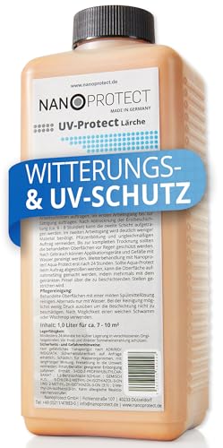 Nanoprotect UV-Protect | Holzöl | UV-Schutz | Witterungsschutz | Langzeitschutz gegen Vergrauung, Austrocknung und Rissbildung | 1 Liter | Lärche - orange | Für ca. 7-10 m²