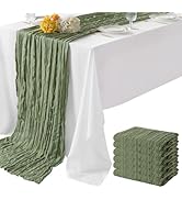 6 Pack Sage Green Cheesecloth Table Runner 35"×120" Gauze Fabric Table Runner Rustic Sheer Runner...