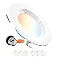 PARMIDA (6 Pack) 5/6 Inch 5CCT LED Recessed Lighting, Dimmable, 12W, 1000LM, 2700K/3000K/4000K/5000K/6000K 5 Color Selectable, Baffle Trim Retrofit Can Light, ETL & Energy Star Certified