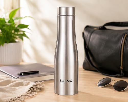 Image of Solimo Water Bottle Quality Hi-Rise Stainless Steel Single Wall 1000ML, Fridge Water Bottle |BPA Free | single wall Leak-Proof, Best for School /Office /Home /College /running (Pack 1)