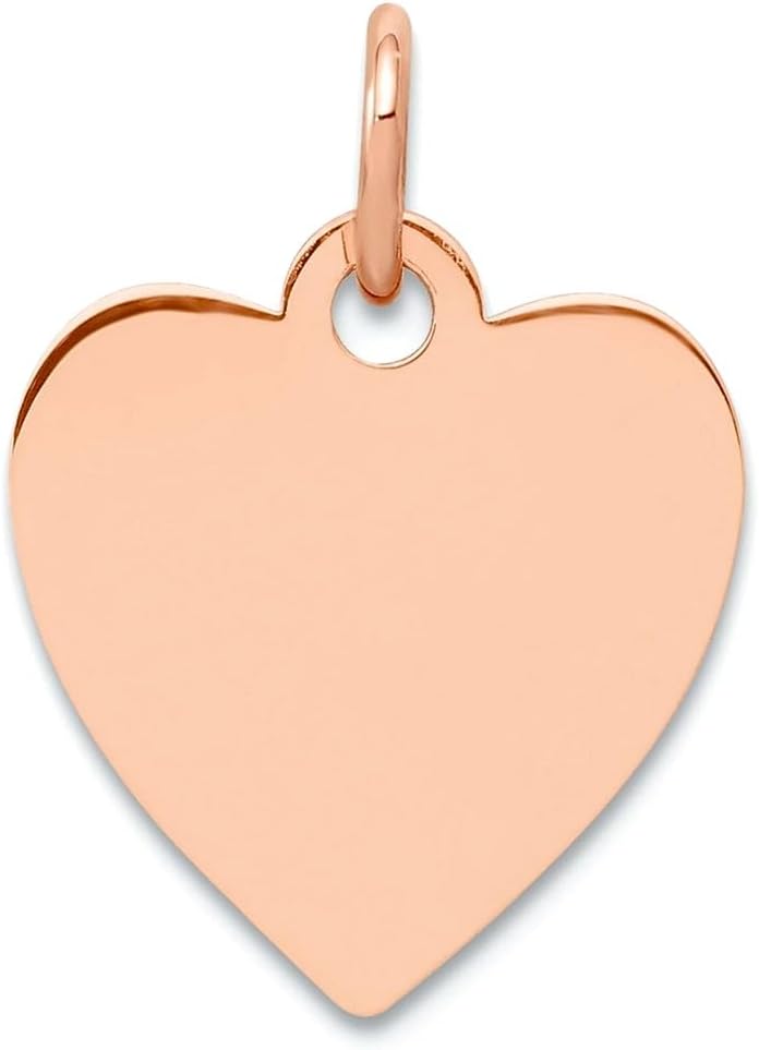 JewelryWeb 14k Solid Yellow Gold Love Heart Disc Charm Pendant Necklace for Women in