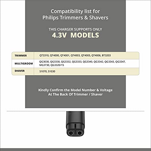Image of 4.3v ultra fast USB charging cable compatible with philips trimmer model- QT4006 (Replacement for A00390 Charger)