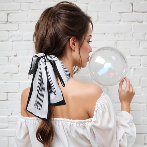 Satin Hair Scarf Fashion Printed Scarves Square Long Headband Breathable Lightweight Headscarf Wrap for Women Hair Handbag Accessory Handle4