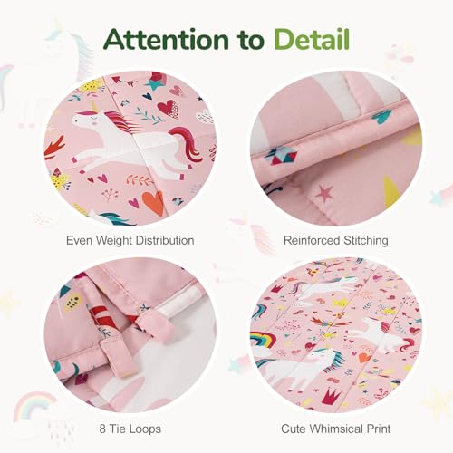 Image of Sivio Weighted Blanket 3lbs, Unicorn Small Cooling Heavy Blankets, Washable Breathable Weighted Throw Blanket for Sleep, 36 inchx48 inch-3lb, Pink