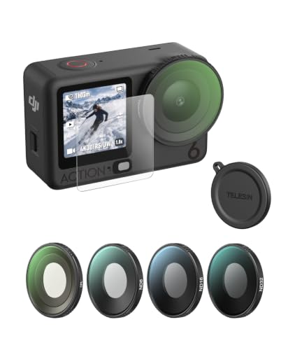 TELESIN �t�B���^�[�L�b�g DJI Osmo Action 6�A�X�N�����[�I��CPL�Ό��t�B���^�[&ND8/16/32�����Y�t�B���^�[�Z�b�g �����K���X�X�N���[���v���e�N�^�[�ƃV���R�������Y�L���b�v�t���A�r�f�I�u���O���s�p��HD���w�K���X