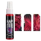 Spray de Teinture Capillaire Temporaire de 30 ml, Liquide de Pulvérisation de Couleur de Cheveux Bricolage pour Hommes et Femmes (Rouge)