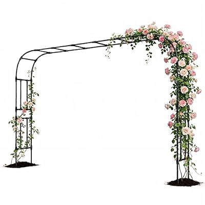 RUCOIN 25MM Thickened Steel Pipe Garden Arch Trellis – 157"(L) x 105"(H) Extra Heavy Duty Arbor, PE-Coated Rust-Proof Trellis for Climbing Plants Outdoor, Support for Roses, Ivy, Grapevine, Beans