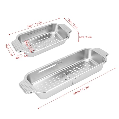 TOPINCN Over the Sink Colander Strainer Basket, 304 Stainless Steel Extendable Sink Colander Strainer Basket for Washing Vegetables and Fruits, Metal Washing Basket Fruits Dry Dish (S) by TOPINCN - Image 3