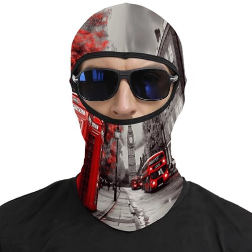 Máscara de cara Red London Street para hombre, balaclava fashion, transpirable, suave, antiviento para bicicleta, conducción, montañismo y esquí miniatura 3