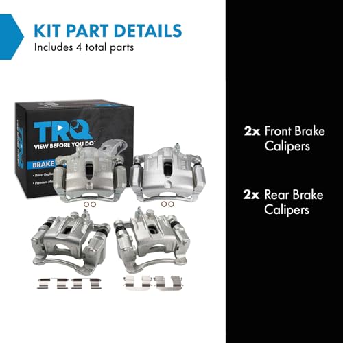 Image of TRQ Front and Rear Brake Caliper Set Zinc Coated Brackets Compatible with 2012-2015 Hyundai Tucson 2012-2016 Kia Sportage