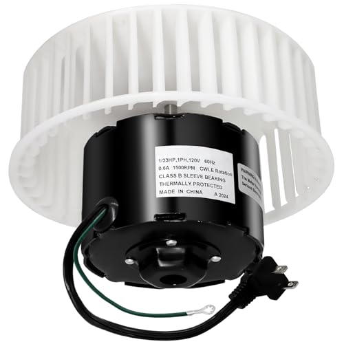 Image of Hiorucet JA2C028G Fan Motor & 5901A000 Blower Wheel for Broan Nutone Bathroom Exhaust Fan Replacement Parts, S23405SER, 23405SER, JA2C028-1, 23405, QT9093WH, QT80, QT100L, QT110 3.3 inch Diameter Motor.