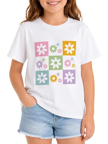 Image of Girls' Graphic Tees Summer Cute Tops Casual Short Sleeve Crew Neck T Shirts