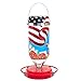 Hummer's Galore All American Flag 32 oz Hanging Glass Hummingbird Feeder