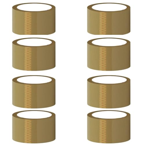 Image of ZOHRA Pack Of 8 Per Pack Self Adhesive Brown Packing Cello Tape - 65 Meters in Length - 48mm Width, BOPP Industrial Packaging Tape for E-Commerce Box Packing