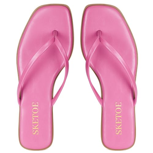 Image of Flip Flops Sandals for Women Square Toe Lightweight Thong Slides