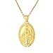 Produktbild PINYUE Miraculous Medal Edelstahl Oval Anhänger Halskette für Frauen Männer Wild Schmuck Geschenk
