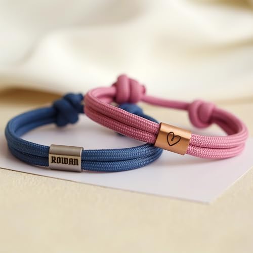 Personalized bracelets for Men and Women, Friendship bracelets, Handmade custom Mens Womens Couple matching bracelets, Charm Rope bracelets, Initial bracelet, Adjustable 6.5’’-10’’ Jewelry Gifts for Him3