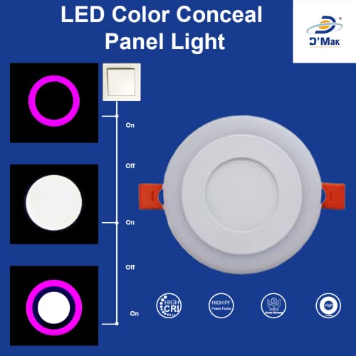 Image of D'Mak 9 Watt 6+3 Round Conceal LED Panel Light Color-White, Pink Pack of 4