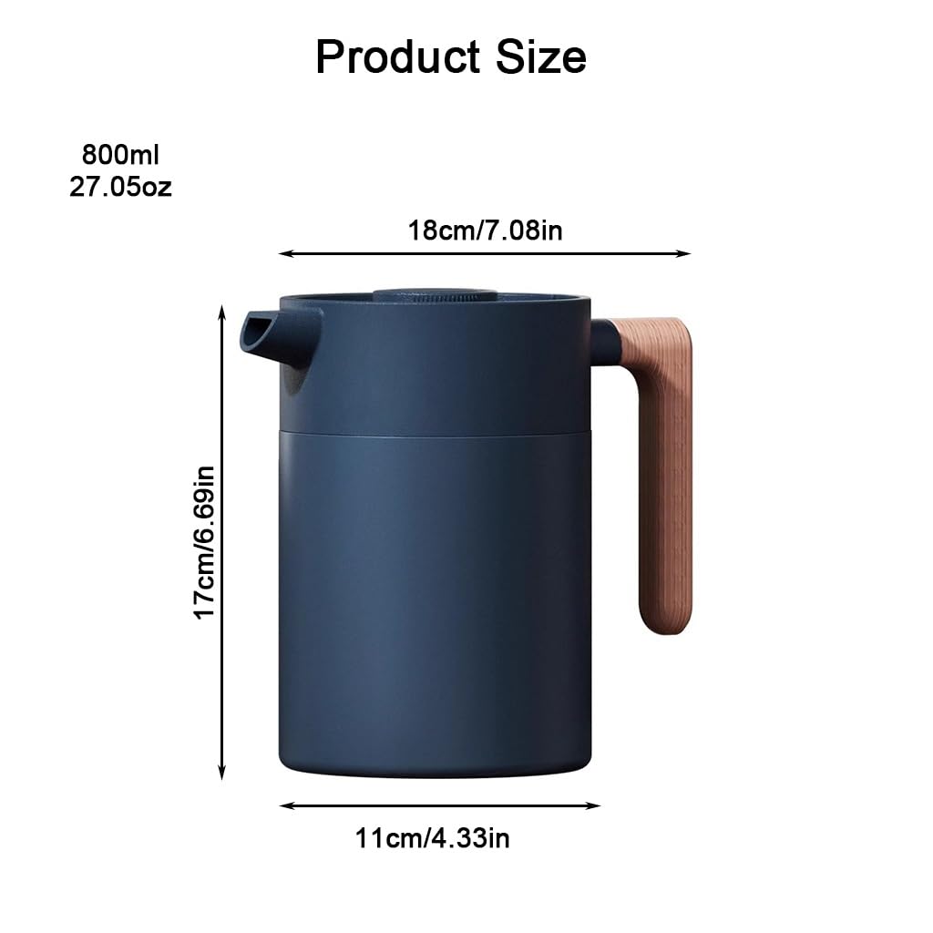 Caraffa termica da 800 ml, teiera termica con rivestimento in ceramica, thermos sottovuoto a doppia parete, filtro rimovibile in acciaio inox per bevande calde o fredde