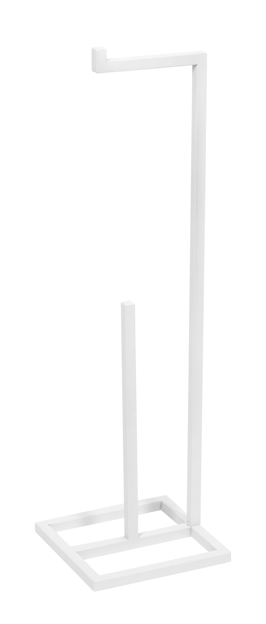 Porta Carta Igienica Autoportante - Supporto Per Carta Igienica Senza Trapano con Opzione Di Stoccaggio - Metallo Verniciato a Polvere - 23x23x69cm - SONO Bianco