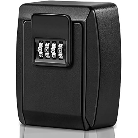 Faneam Large Key Safe Wall Mounted Key Lock Box 4 Digit Combination Resettable, Outdoor Key Safe Box Secure Key Storage Waterproof Key Cabinet For Home Garage Airbnb Gym,Mounting Kit included Cover