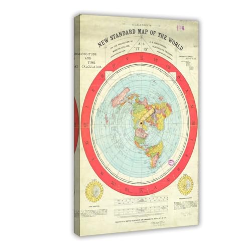 Carte du monde standard de Gleason pour décoration murale de bureau et cabinet d'étude