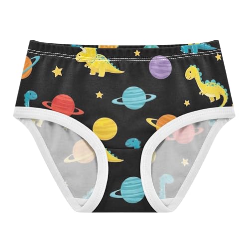 Girls Underwear Toddler 2t Cotton Cute Panties Girl Print Briefs Girls Undies Colorful Cartoon Dinosaurs Planets Black