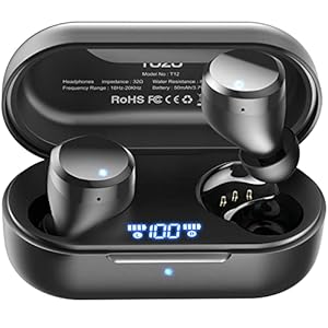 TOZO T12 Draadloze Bluetooth Hoofdtelefoon Met Touch-Bediening En Draadloze Oplaadkoffer Digitaal Led-Display IPX8 Waterdichte Oortelefoon Ingebouwde Microfoon Headset Deep Bass Voor Sport Zwart