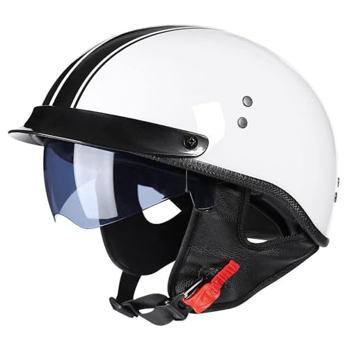 Mezzo Casco Jet Caschi Moto Retrò Casco Scodella Portatile, ECE Omologato Mezzo Elmetto da Moto Retrò con Pare-soleil Rétractable per Uomo Donna Biker Cruiser Scooter Touring(4,L(59~60CM))