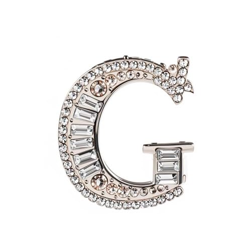 Image of Letter Brooch Pins Initial Rhinestone Brooch for Women Crafts, Silver Plated Metal A-Z 26 Letters Rhinestone Crystal Lapel Pin Brooches