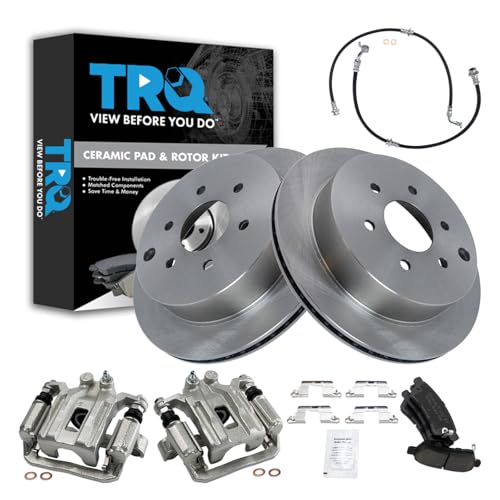 Image of TRQ Rear Brake Pad and Rotor Set Ceramic Calipers Compatible with 2005-2019 Nissan Frontier