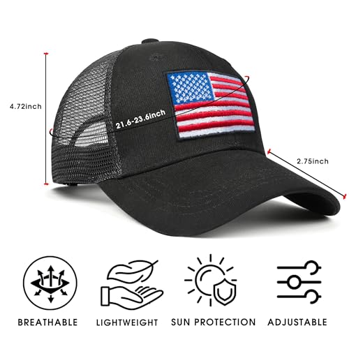 Image of Adjustable State Flag Trucker Hat Mesh Baseball Cap with Embroidered Patch for Men Women