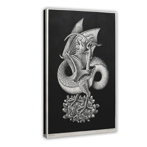 Impression sur toile Dragon 1 M.C. Escher tableau décoration murale salon 30x45