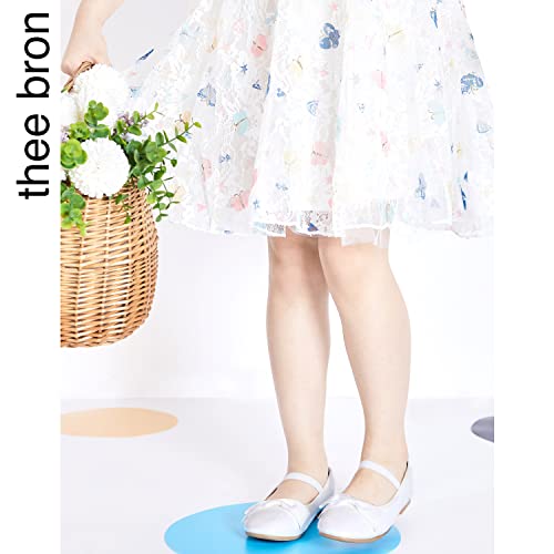 Thee Bron Toddler/Little Girl White Mary Jane Flats Princess Dress Shoes(G02,White/10M) #TOP3