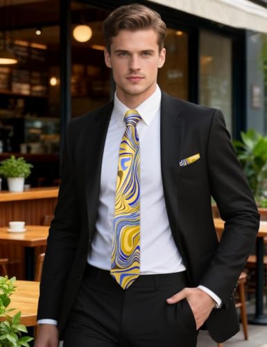 Image of Barry.Wang Designer Mens Tie Sets Silk Necktie Pocket Square Cufflinks