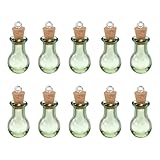 sourcing map 10 mini frascos de vidrio, frascos pequeños y bonitos frascos de vidrio, viales colgantes, frascos pequeños con tapones de corcho y tornillos de ojo para manualidades, recuerdos de boda